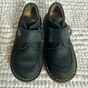 Dr. Martens Kids Black Leather Velcro Shoes, Size 9
